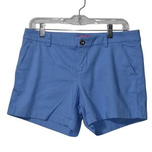 Lilly‎ Pulitzer Summer Shorts Textured Gold Button Blue Size 6